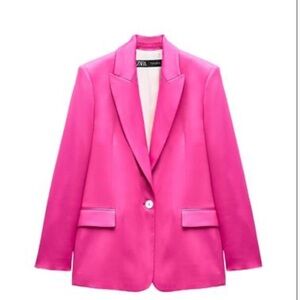 Zara Vibrant Pink Single-Button Blazer